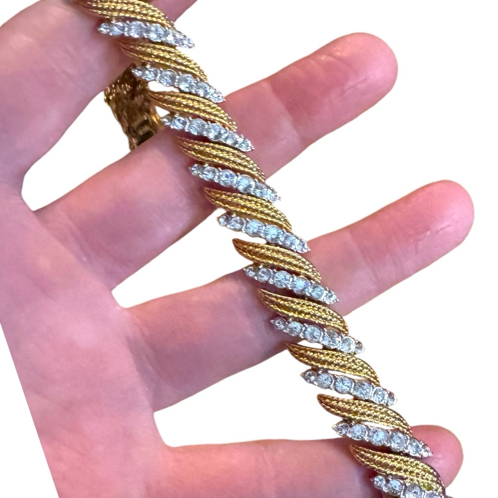 Elegant Vintage JBK Camrose & Kross  Gold and Silver CZ crystal Twist Bracelet